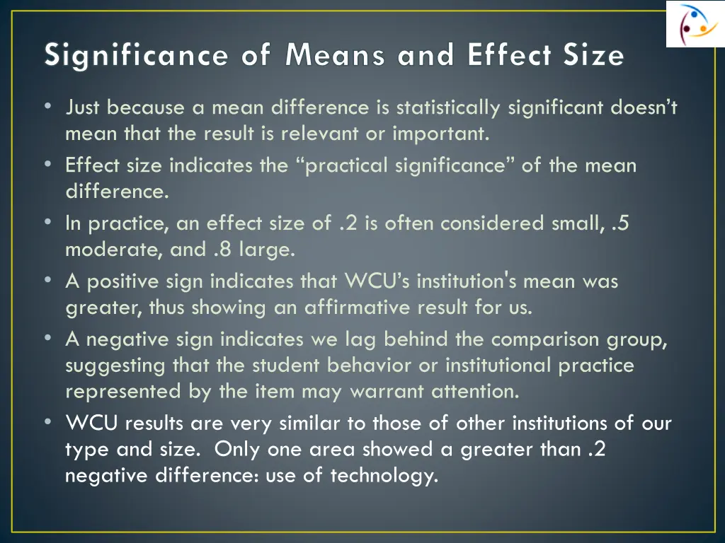 significance of means and effect size