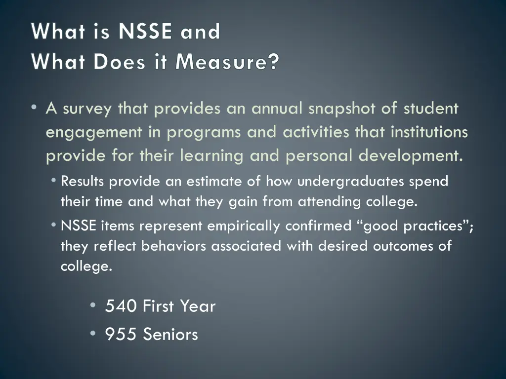 what is nsse and what does it measure