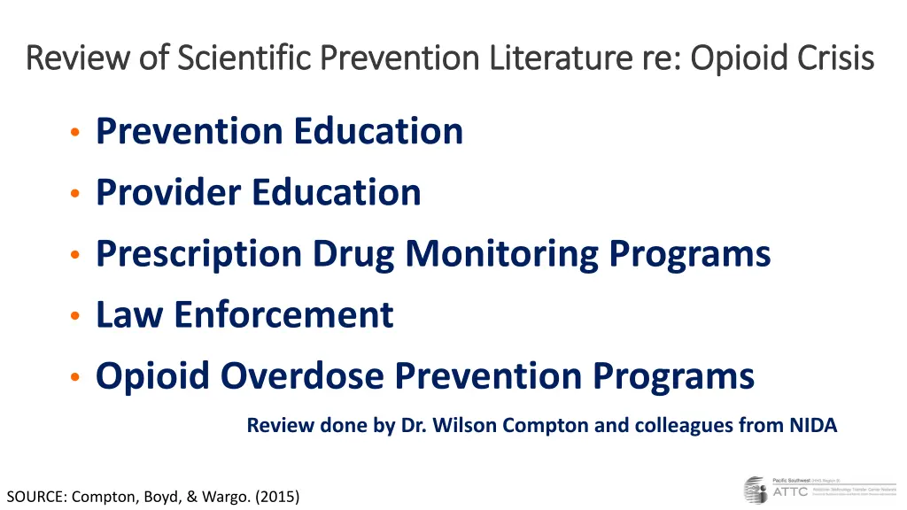 review of scientific prevention literature