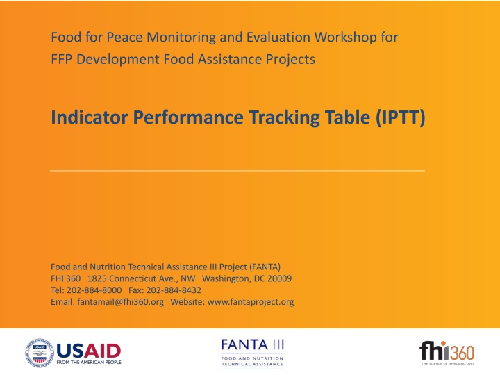 food for peace monitoring and evaluation workshop