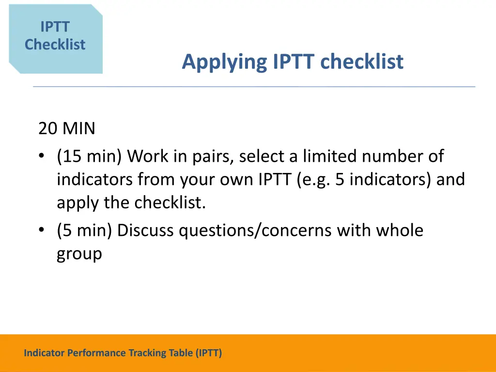 iptt checklist 17