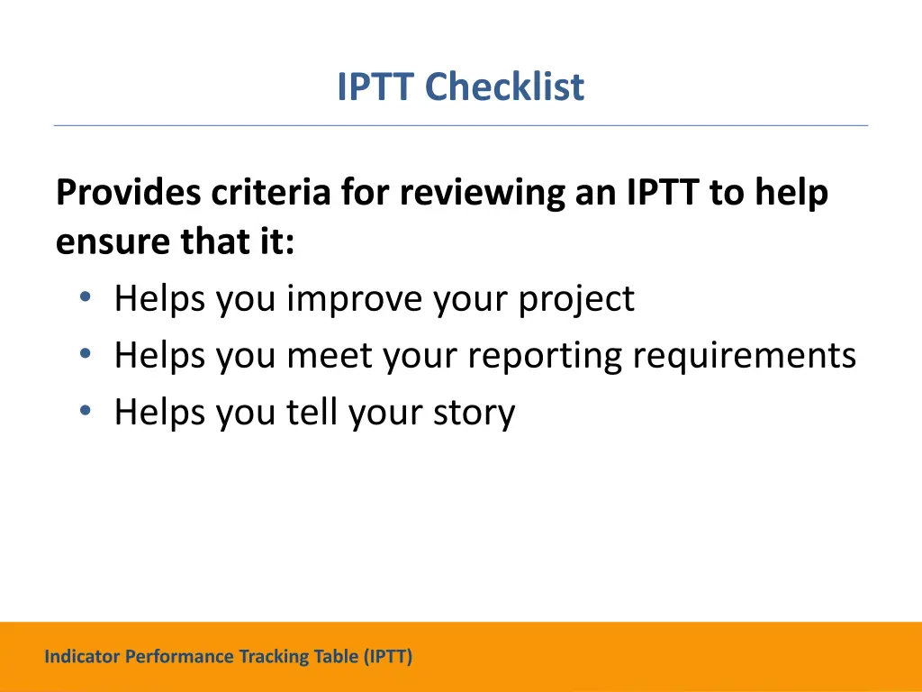 iptt checklist