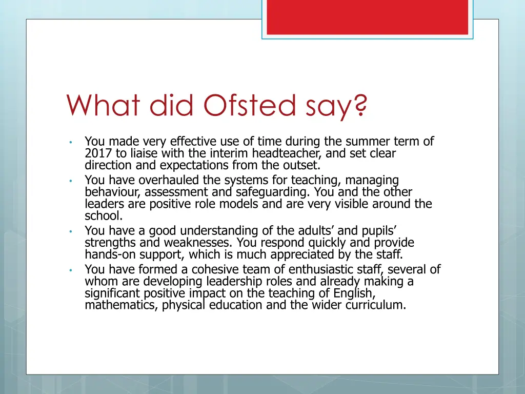 what did ofsted say 1