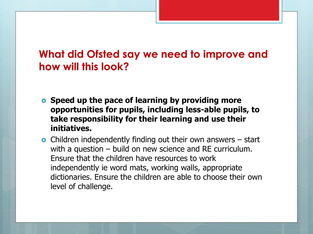 what did ofsted say we need to improve 1