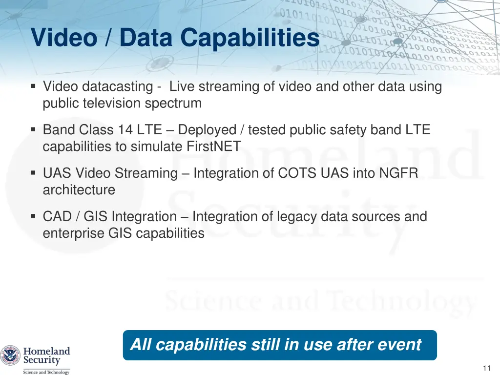 video data capabilities