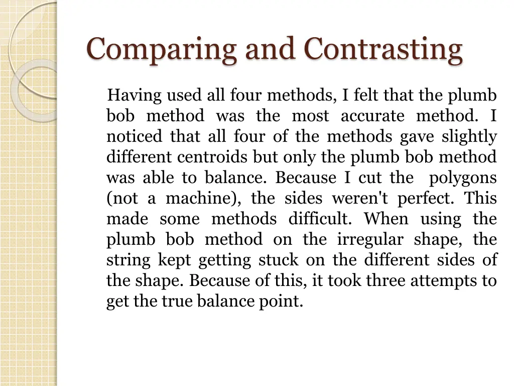 comparing and contrasting