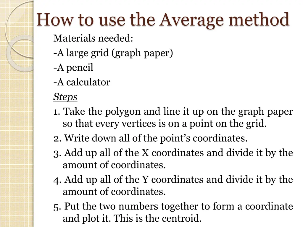 how to use the average method materials needed