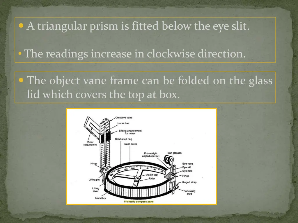 a triangular prism is fitted below the eye slit