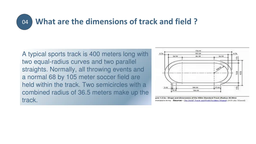 what are the dimensions of track and field