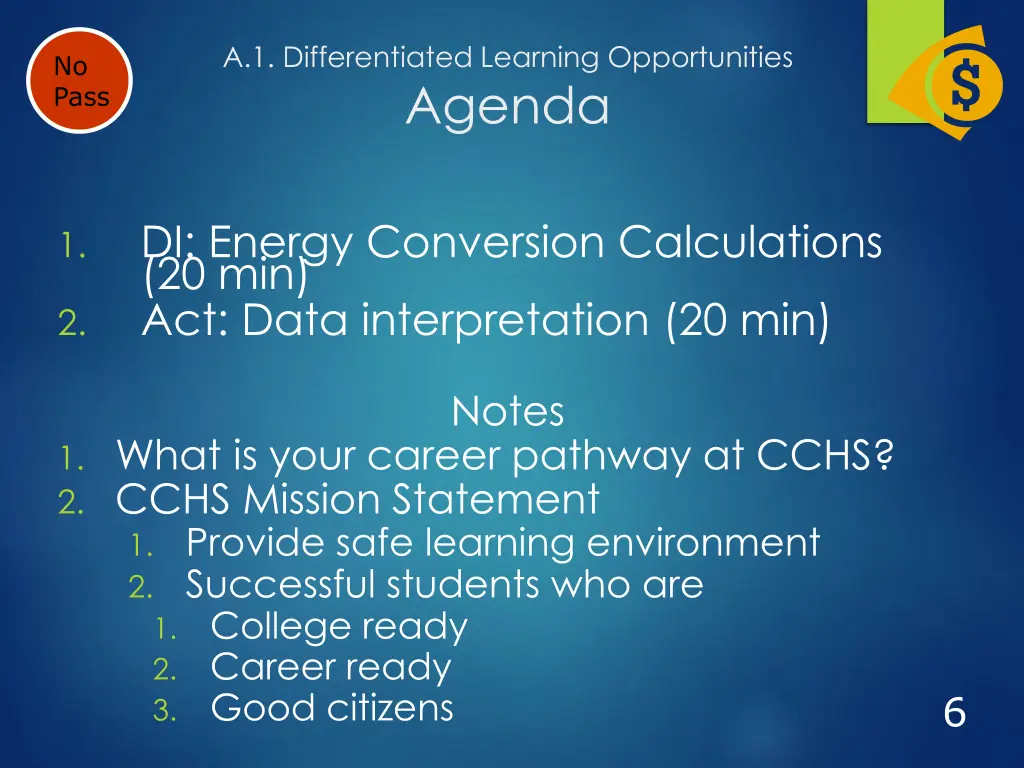 a 1 differentiated learning opportunities agenda