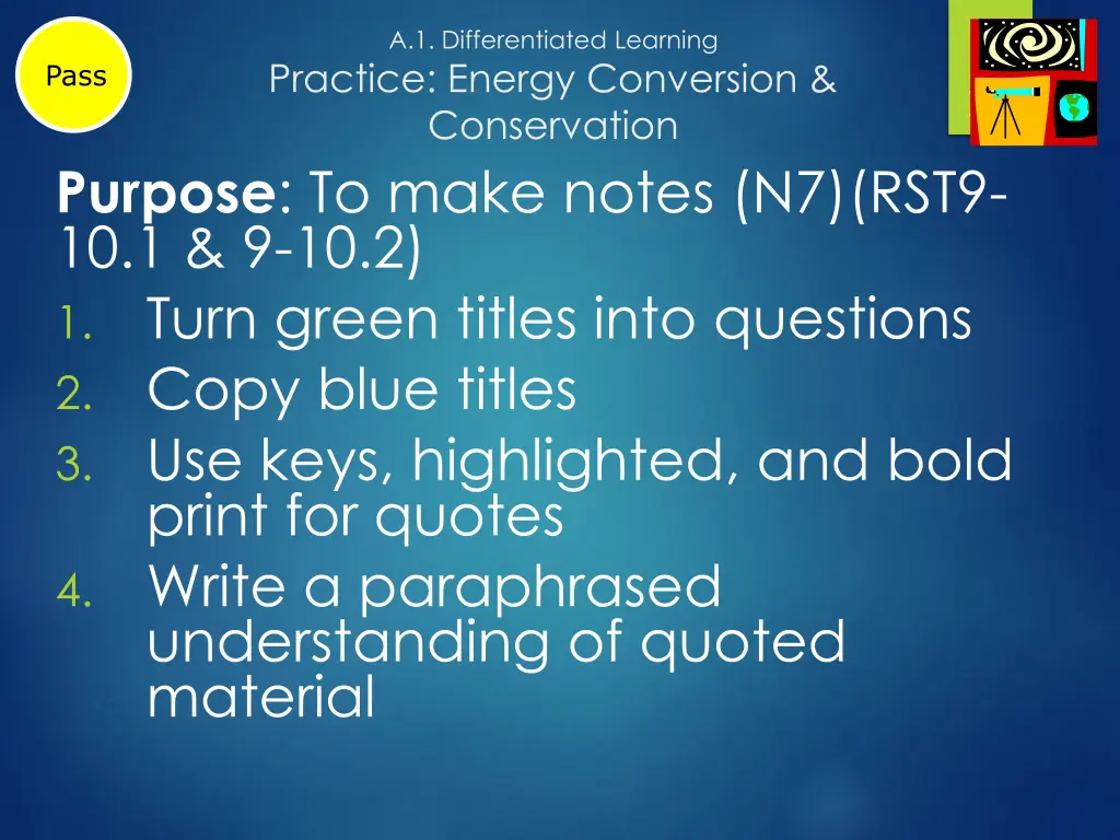 a 1 differentiated learning practice energy