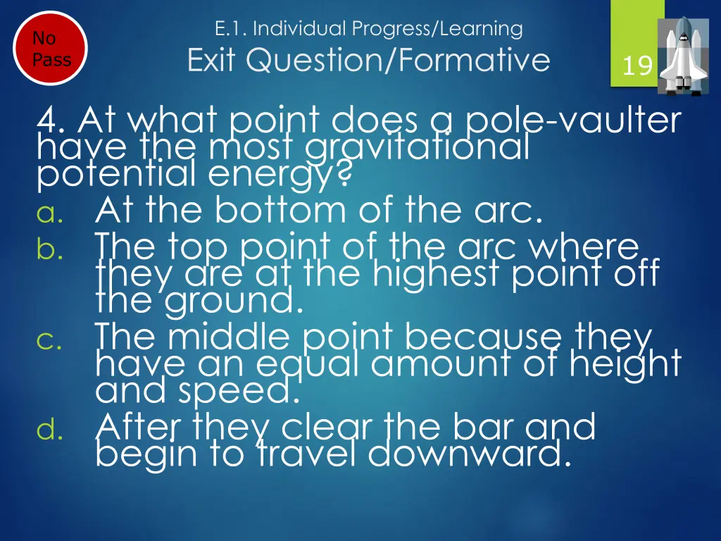 e 1 individual progress learning exit question