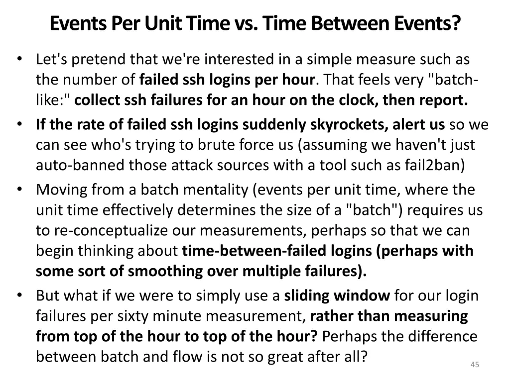 events per unit time vs time between events