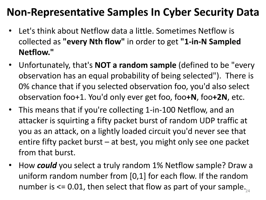 non representative samples in cyber security data