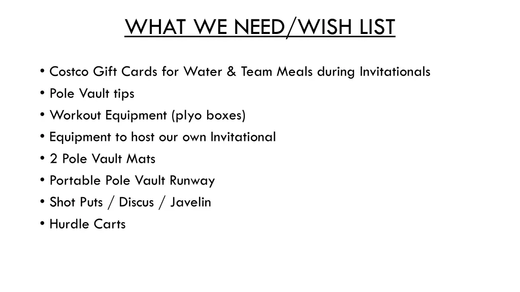 what we need wish list