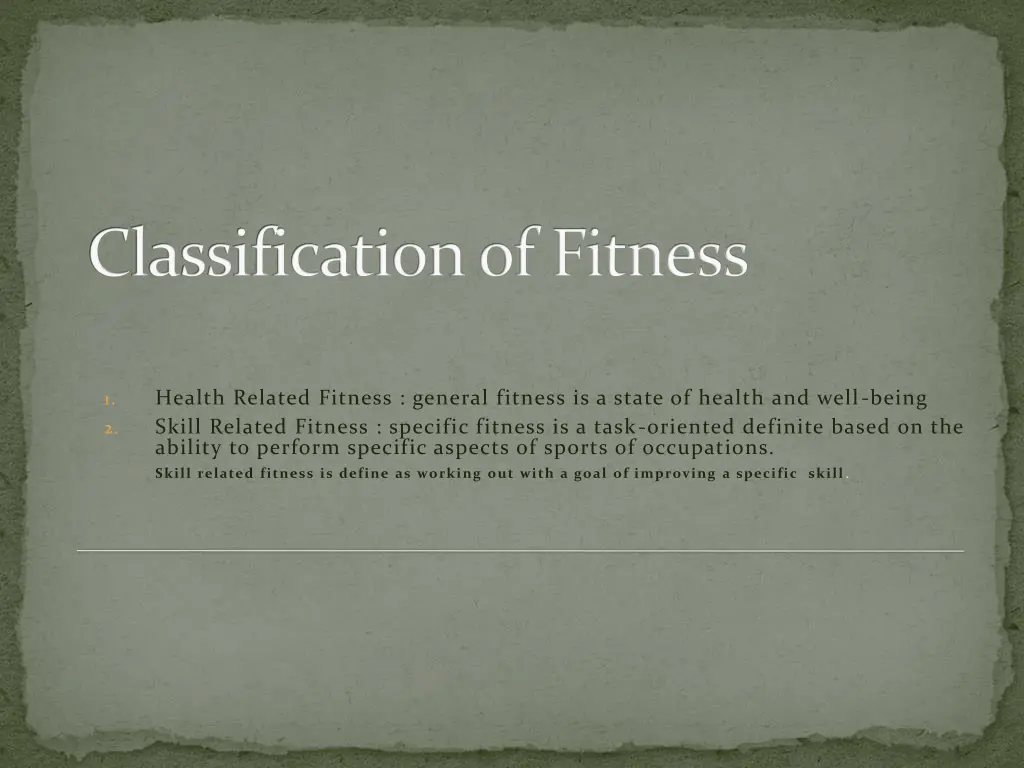 classification of fitness