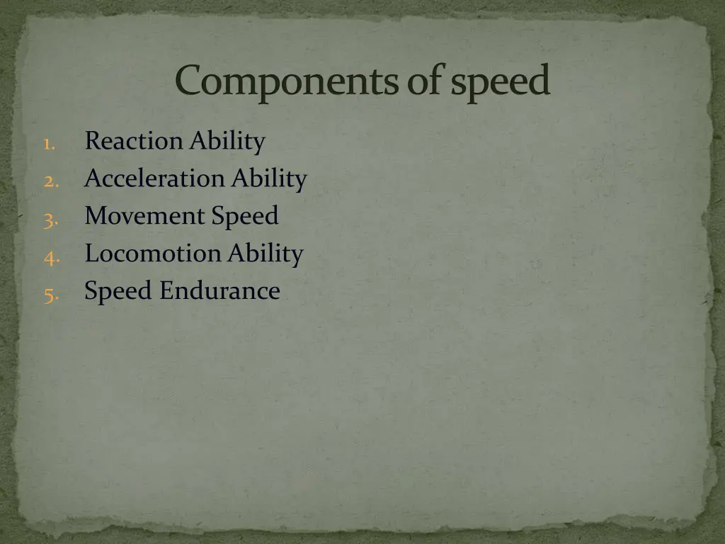 components of speed