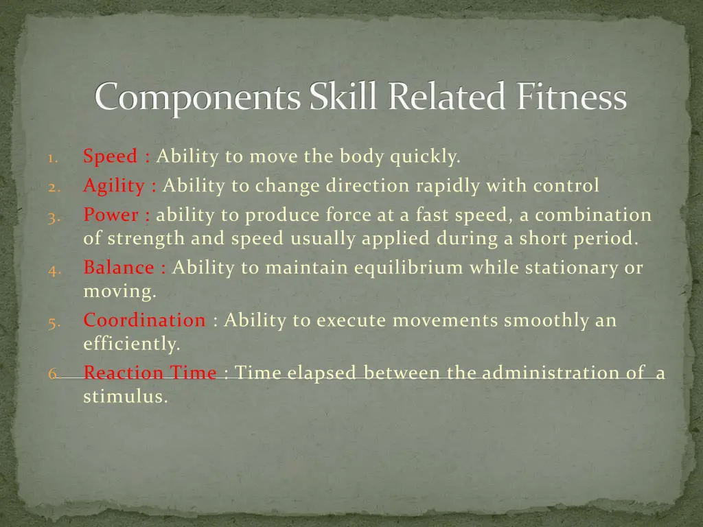 components skill related fitness