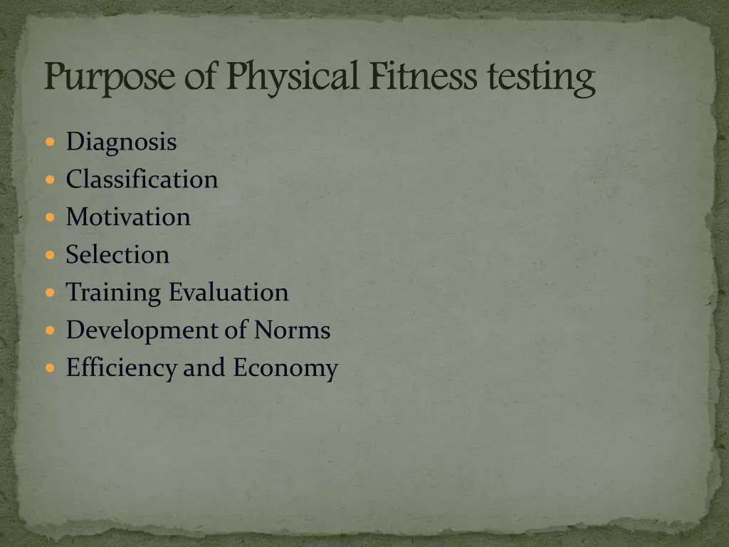 purpose of physical fitness testing