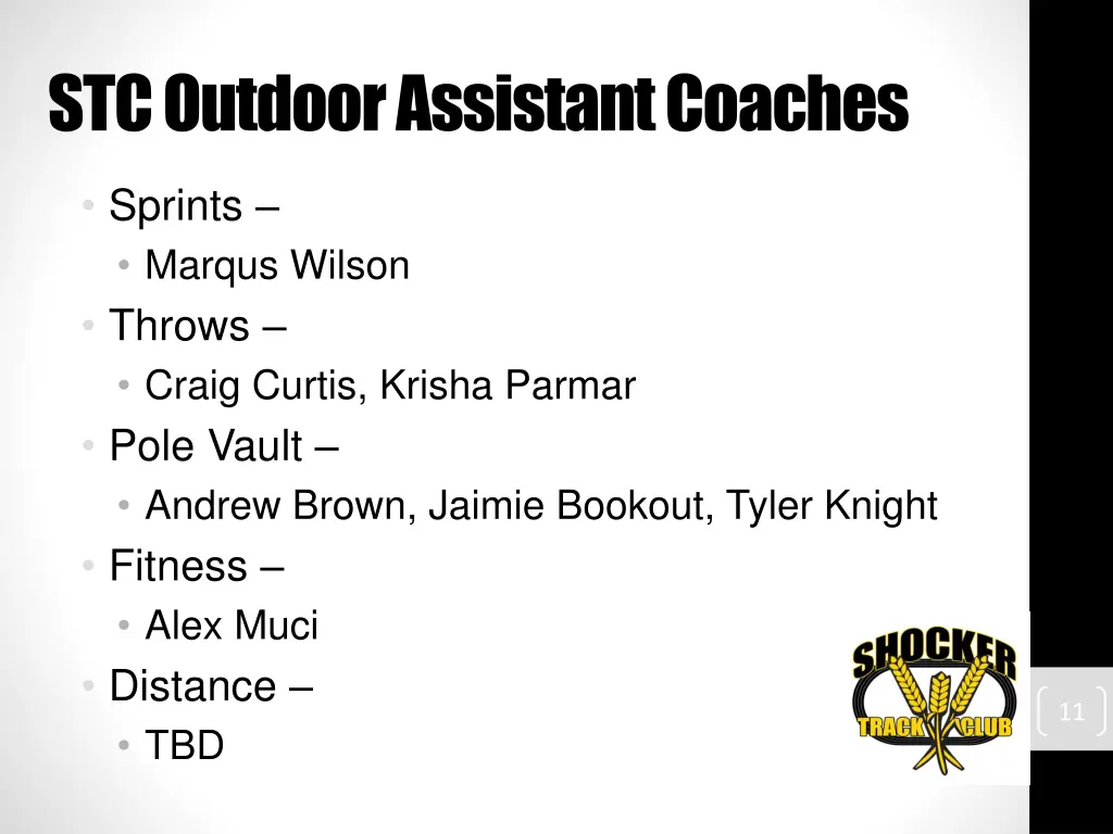 stc outdoor assistant coaches