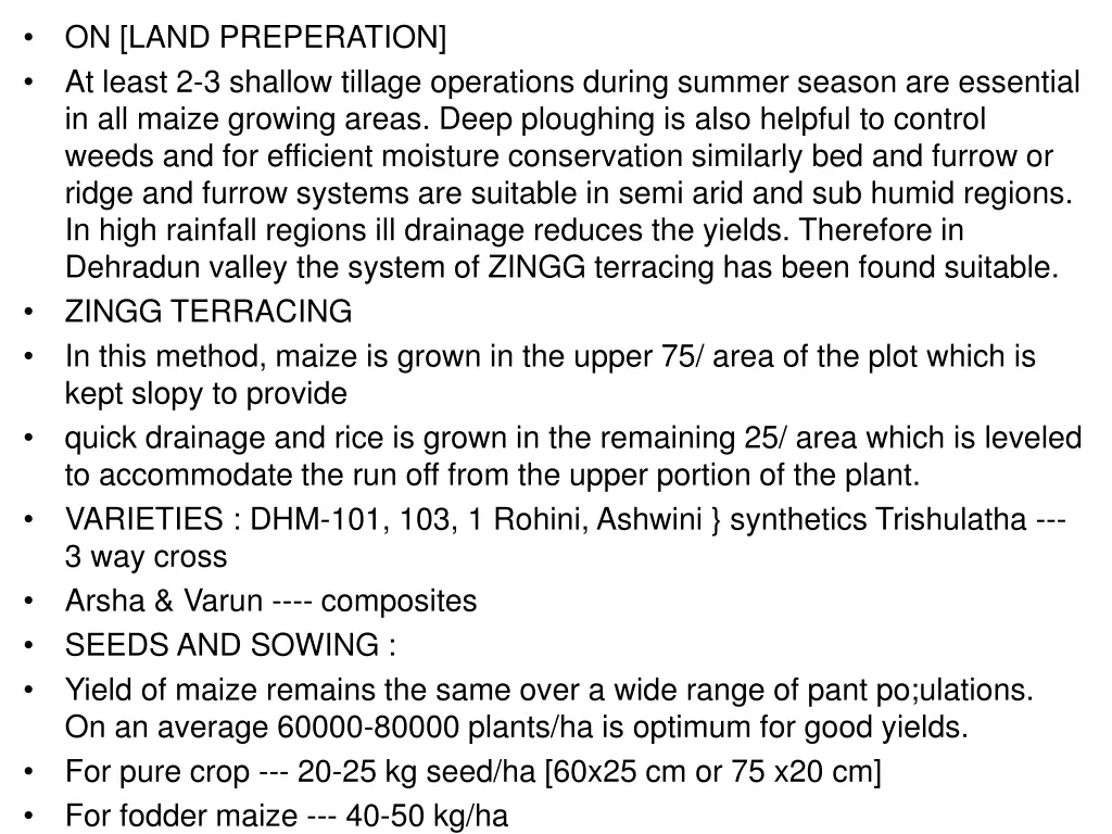 on land preperation at least 2 3 shallow tillage