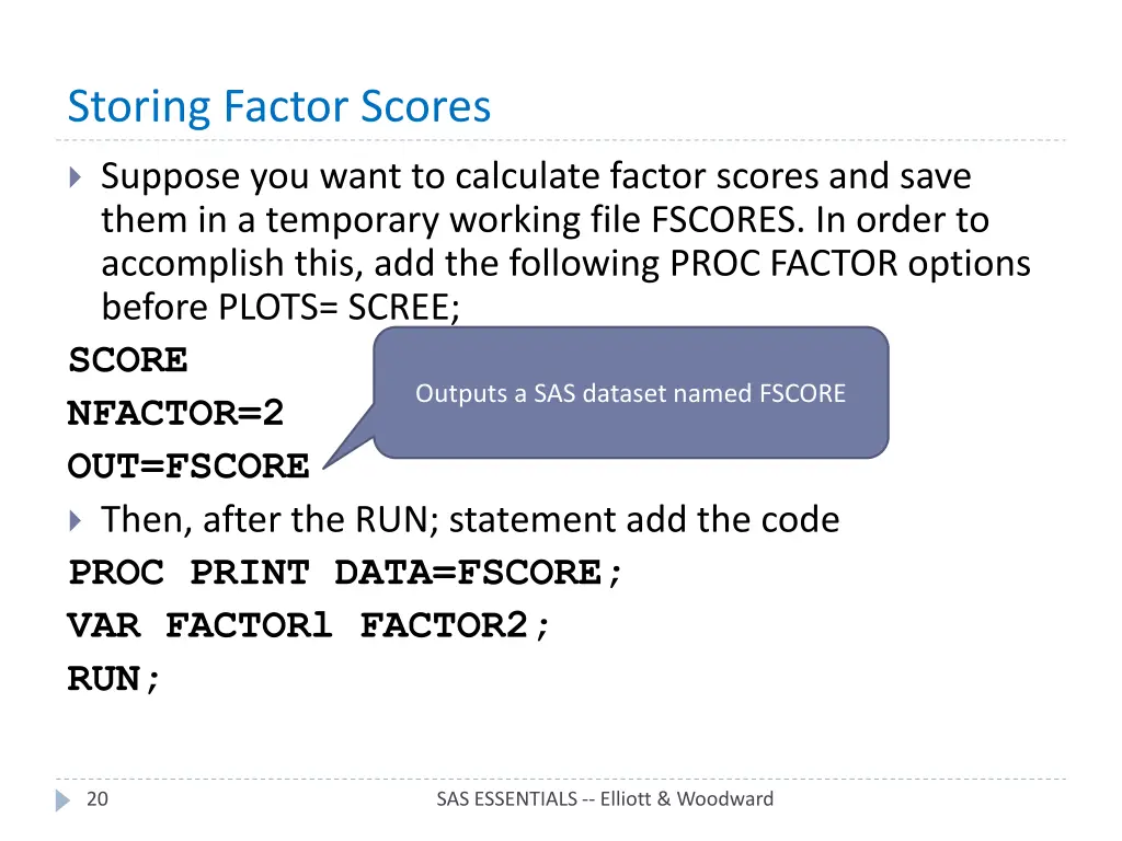 storing factor scores