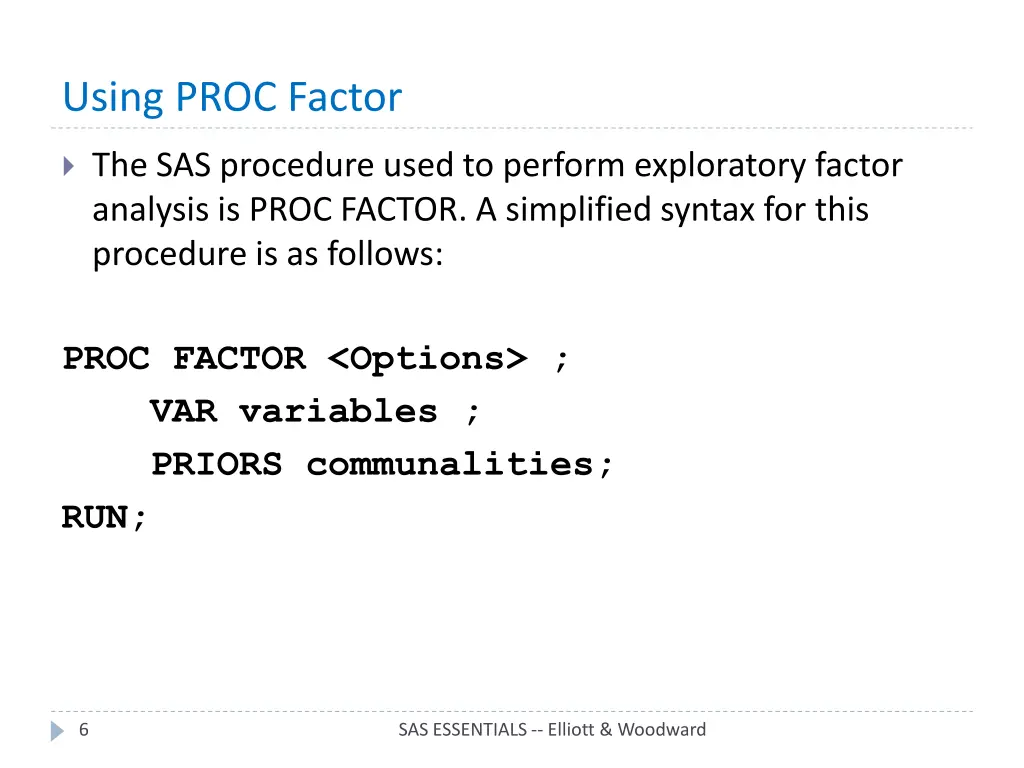 using proc factor