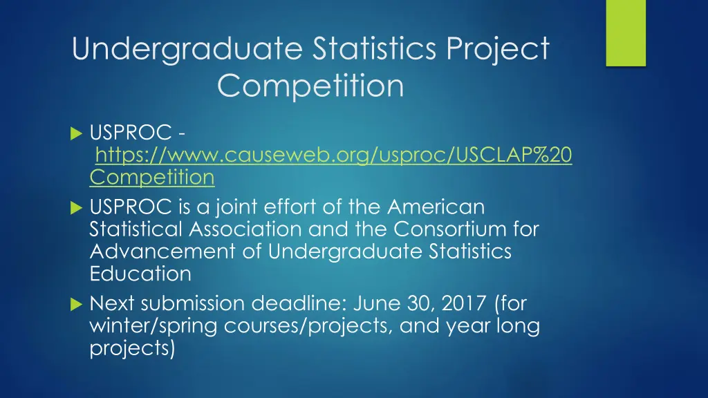 undergraduate statistics project competition