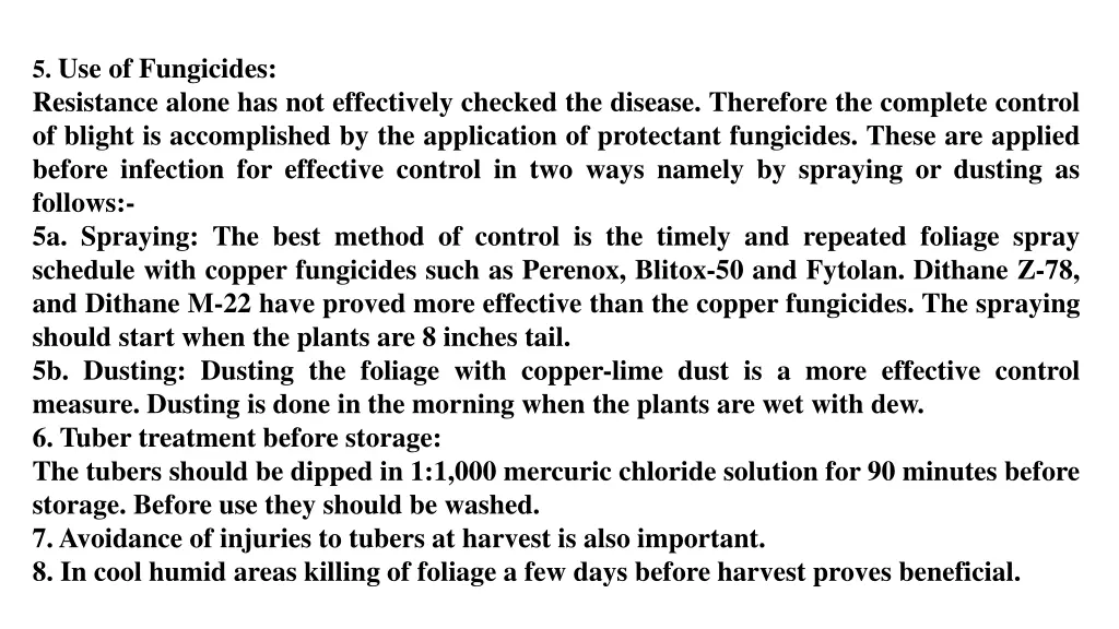 5 use of fungicides resistance alone