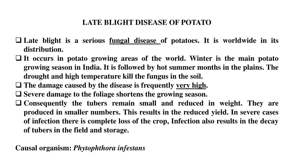 late blight disease of potato