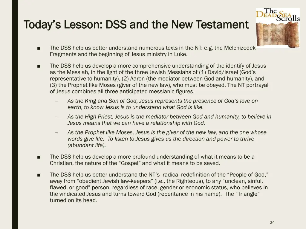 today s lesson dss and the new testament today