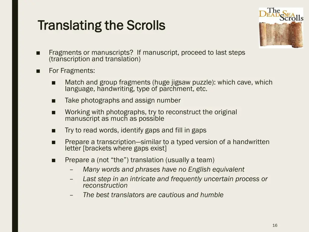 translating the scrolls translating the scrolls