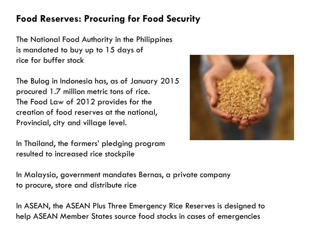 food reserves procuring for food security