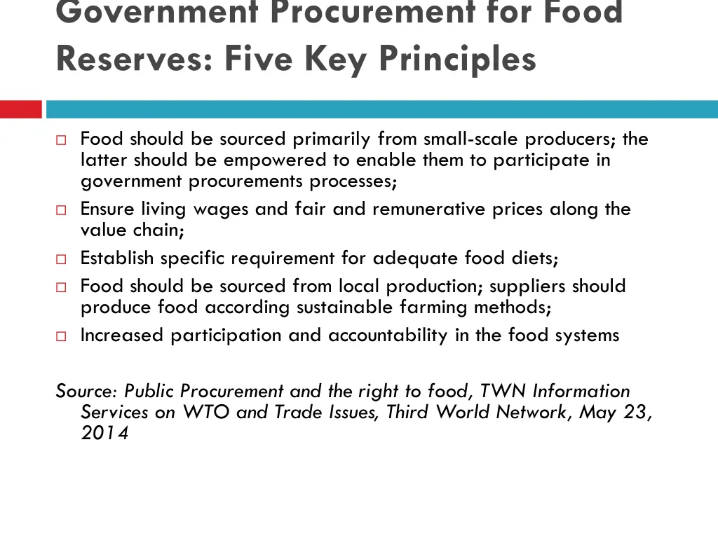 government procurement for food reserves five