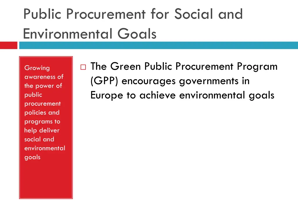 public procurement for social and environmental 1