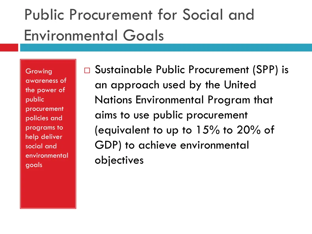 public procurement for social and environmental