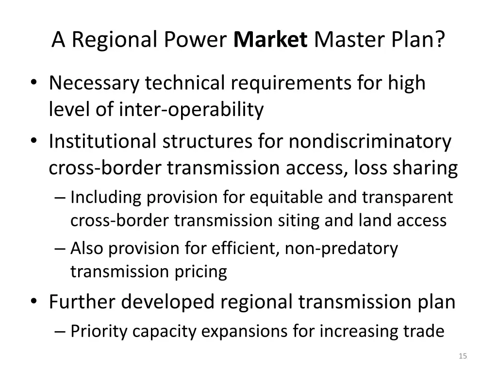 a regional power market master plan