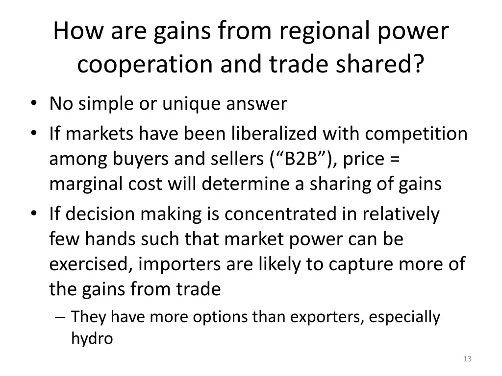 how are gains from regional power cooperation