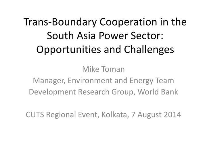 trans boundary cooperation in the south asia