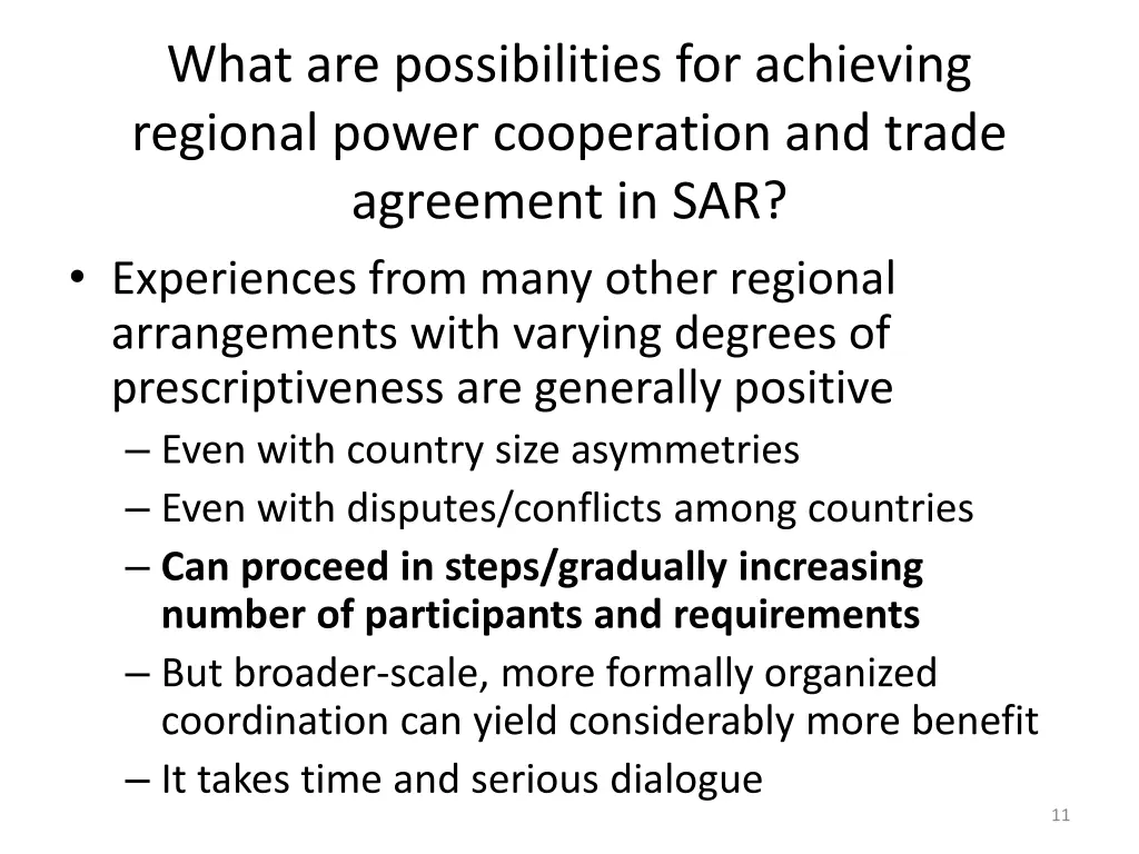 what are possibilities for achieving regional