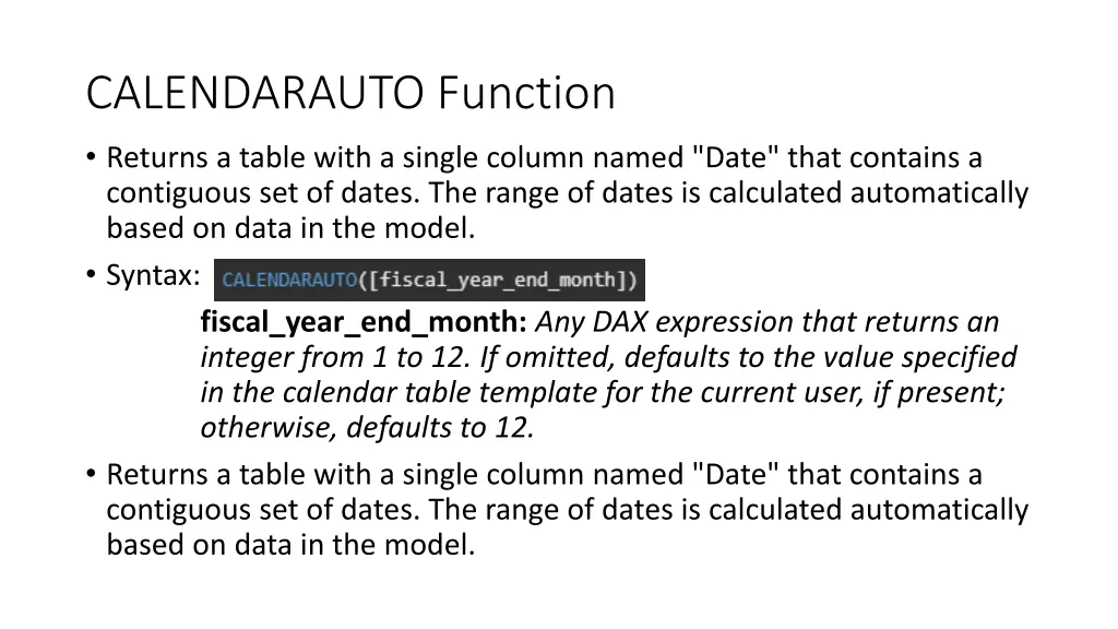 calendarauto function