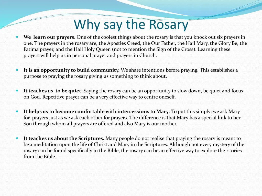 why say the rosary we learn our prayers