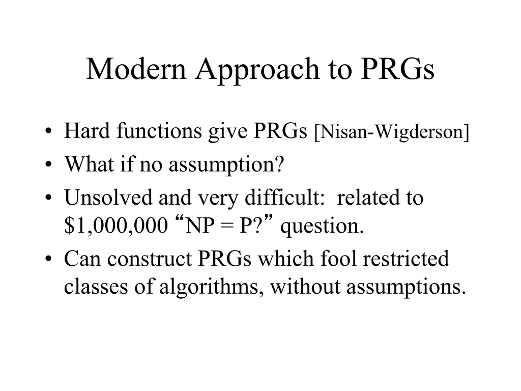 modern approach to prgs