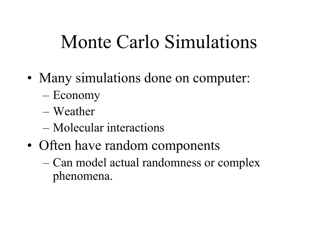 monte carlo simulations