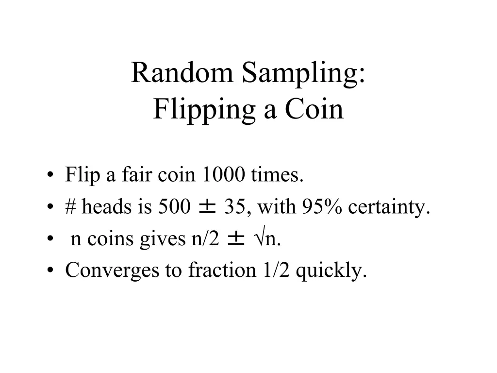 random sampling flipping a coin