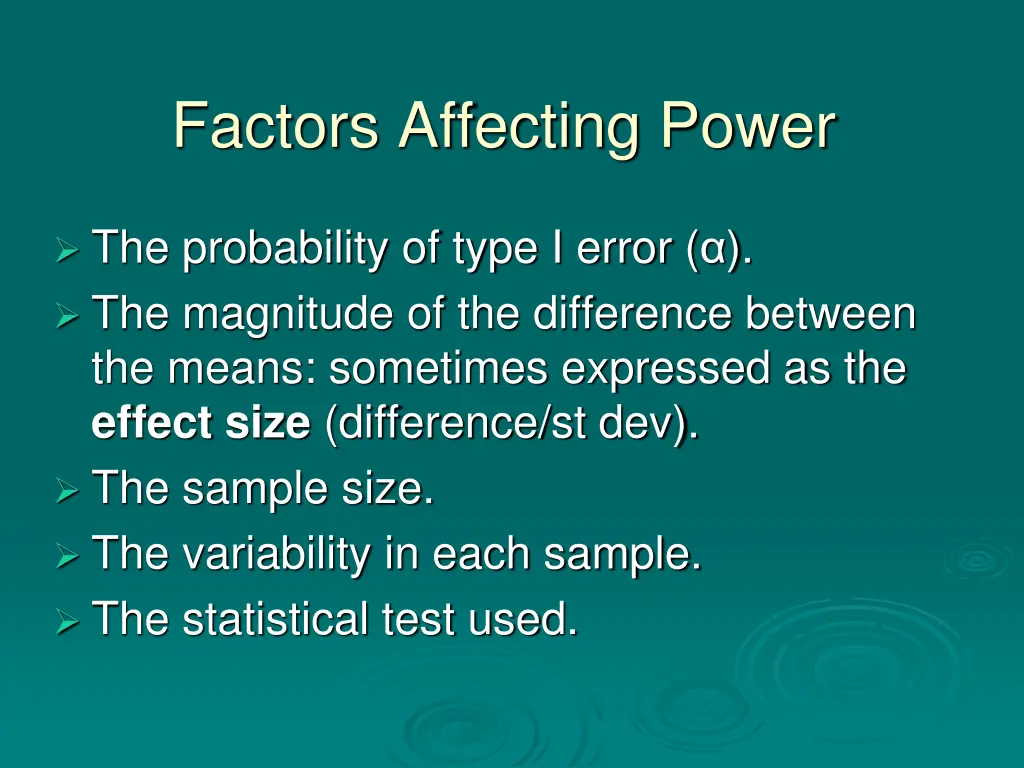 factors affecting power