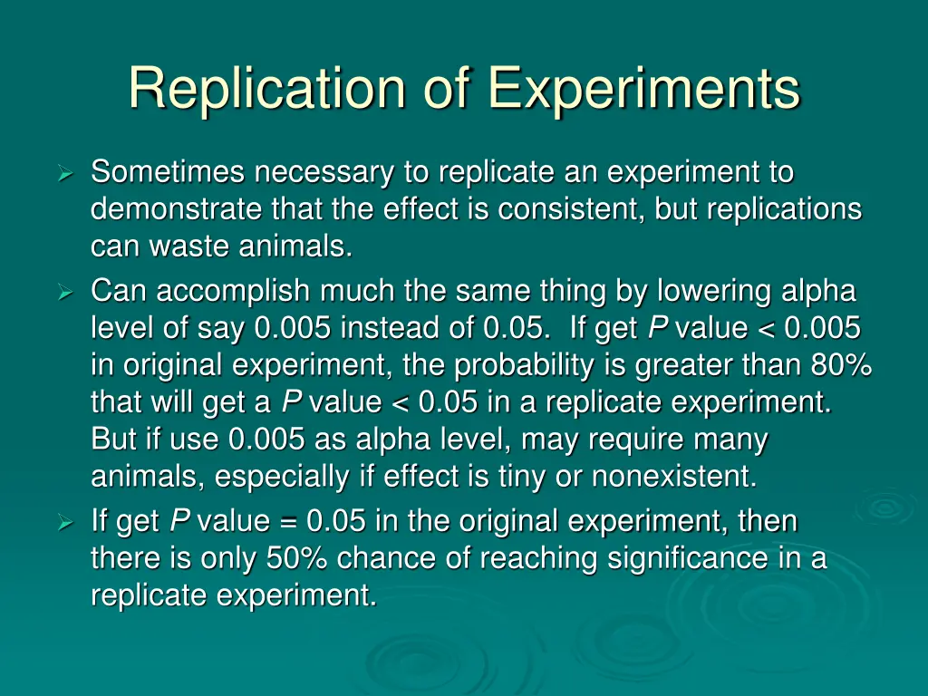 replication of experiments