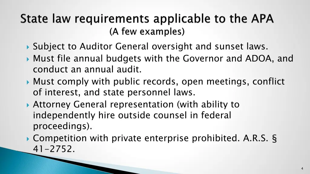 subject to auditor general oversight and sunset