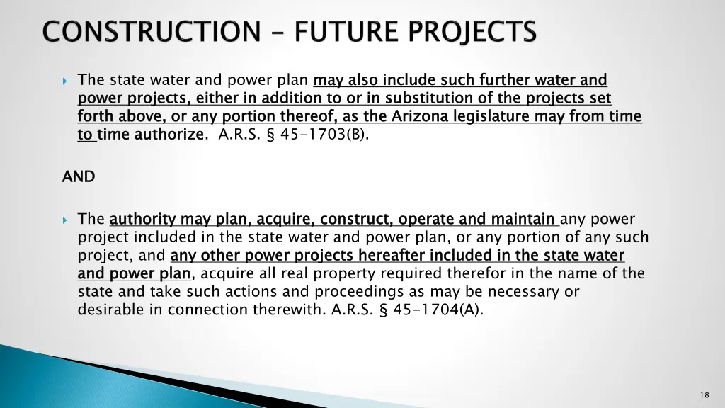 the state water and power plan may also include