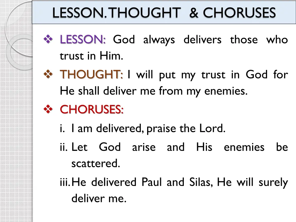 lesson thought choruses